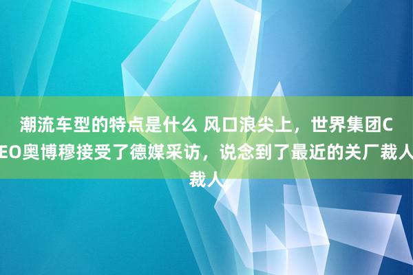 潮流车型的特点是什么 风口浪尖上，世界集团CEO奥博穆接受了德媒采访，说念到了最近的关厂裁人