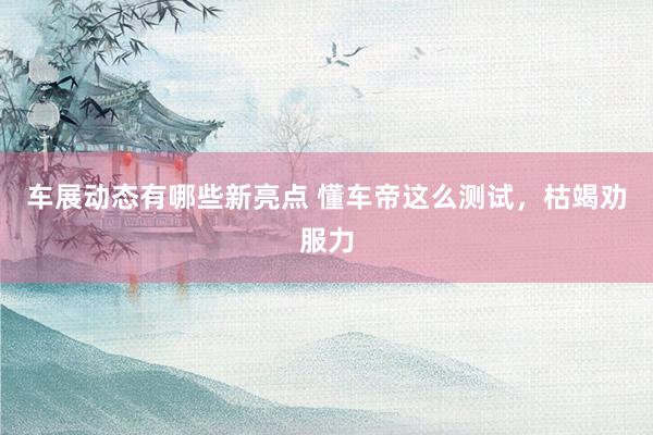 车展动态有哪些新亮点 懂车帝这么测试，枯竭劝服力