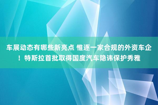 车展动态有哪些新亮点 惟逐一家合规的外资车企！特斯拉首批取得国度汽车隐讳保护秀雅