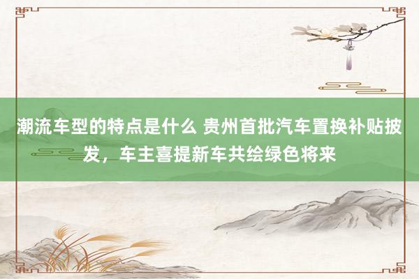 潮流车型的特点是什么 贵州首批汽车置换补贴披发，车主喜提新车共绘绿色将来