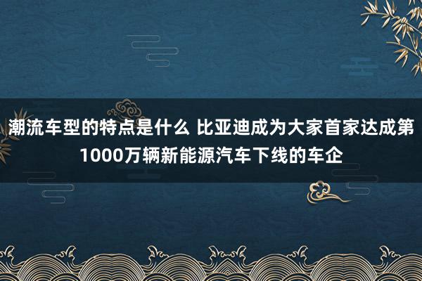 潮流车型的特点是什么 比亚迪成为大家首家达成第1000万辆新能源汽车下线的车企