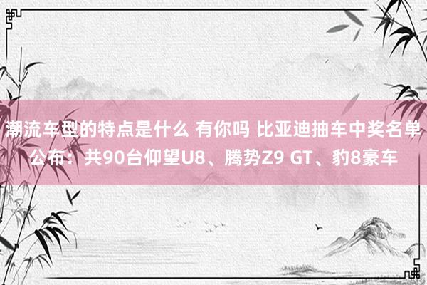 潮流车型的特点是什么 有你吗 比亚迪抽车中奖名单公布：共90台仰望U8、腾势Z9 GT、豹8豪车