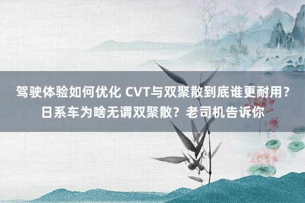 驾驶体验如何优化 CVT与双聚散到底谁更耐用？日系车为啥无谓双聚散？老司机告诉你