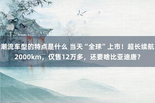 潮流车型的特点是什么 当天“全球”上市！超长续航2000km，仅售12万多，还要啥比亚迪唐？