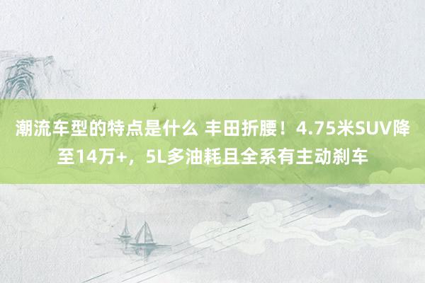 潮流车型的特点是什么 丰田折腰！4.75米SUV降至14万+，5L多油耗且全系有主动刹车