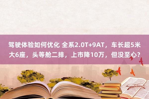 驾驶体验如何优化 全系2.0T+9AT，车长超5米大6座，头等舱二排，上市降10万，但没至心？