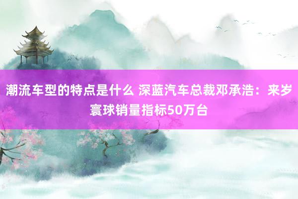 潮流车型的特点是什么 深蓝汽车总裁邓承浩：来岁寰球销量指标50万台