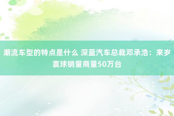 潮流车型的特点是什么 深蓝汽车总裁邓承浩：来岁寰球销量商量50万台