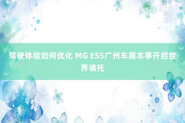 驾驶体验如何优化 MG ES5广州车展本事开启世界请托