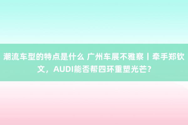 潮流车型的特点是什么 广州车展不雅察丨牵手郑钦文，AUDI能否帮四环重塑光芒？