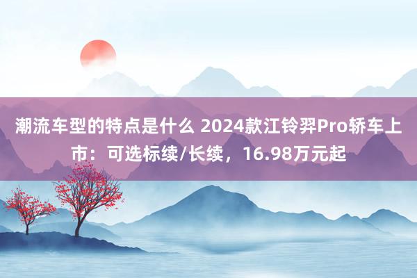 潮流车型的特点是什么 2024款江铃羿Pro轿车上市：可选标续/长续，16.98万元起