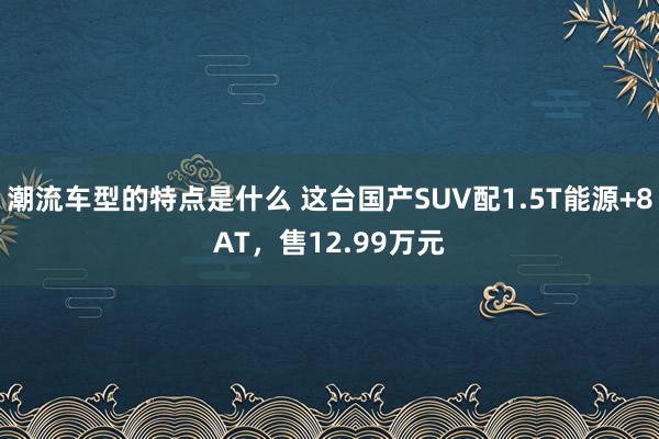 潮流车型的特点是什么 这台国产SUV配1.5T能源+8AT，售12.99万元