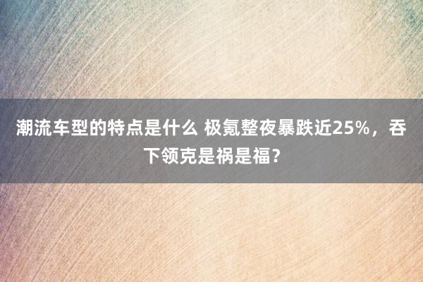 潮流车型的特点是什么 极氪整夜暴跌近25%，吞下领克是祸是福？