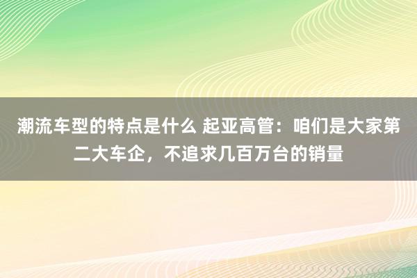 潮流车型的特点是什么 起亚高管：咱们是大家第二大车企，不追求几百万台的销量