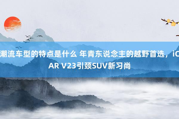 潮流车型的特点是什么 年青东说念主的越野首选，iCAR V23引颈SUV新习尚