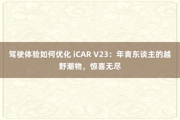 驾驶体验如何优化 iCAR V23：年青东谈主的越野潮物，惊喜无尽