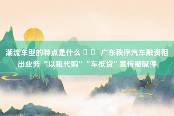 潮流车型的特点是什么 		 广东秩序汽车融资租出业务 “以租代购”“车抵贷”宣传被喊停