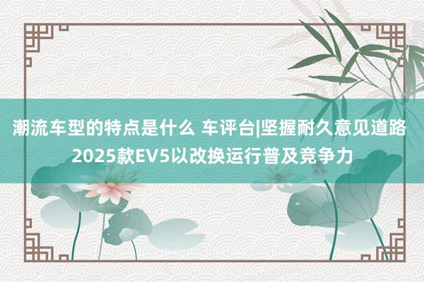 潮流车型的特点是什么 车评台|坚握耐久意见道路 2025款EV5以改换运行普及竞争力