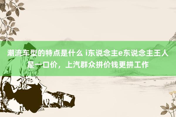 潮流车型的特点是什么 i东说念主e东说念主王人是一口价，上汽群众拼价钱更拼工作