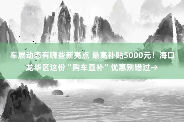 车展动态有哪些新亮点 最高补贴5000元！海口龙华区这份“购车直补”优惠别错过→