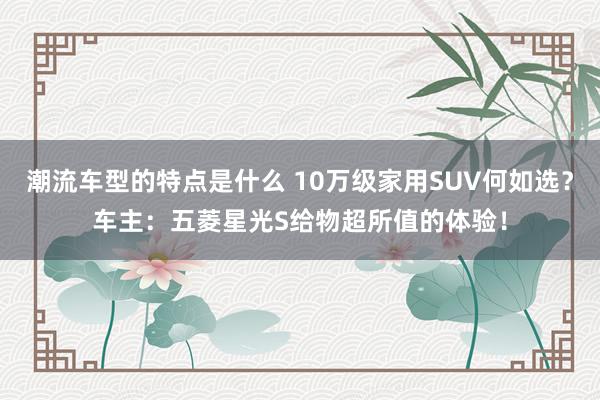 潮流车型的特点是什么 10万级家用SUV何如选？车主：五菱星光S给物超所值的体验！