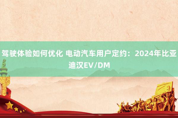 驾驶体验如何优化 电动汽车用户定约：2024年比亚迪汉EV/DM