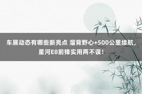 车展动态有哪些新亮点 溜背野心+500公里续航，星河E8前锋实用两不误！