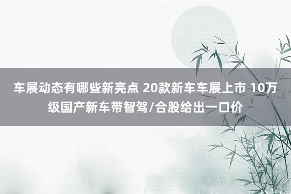 车展动态有哪些新亮点 20款新车车展上市 10万级国产新车带智驾/合股给出一口价