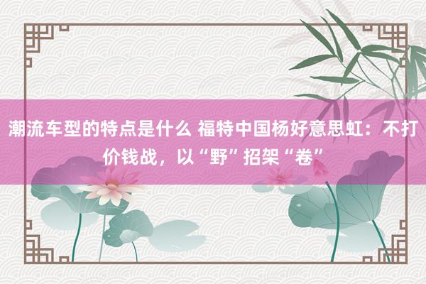 潮流车型的特点是什么 福特中国杨好意思虹：不打价钱战，以“野”招架“卷”