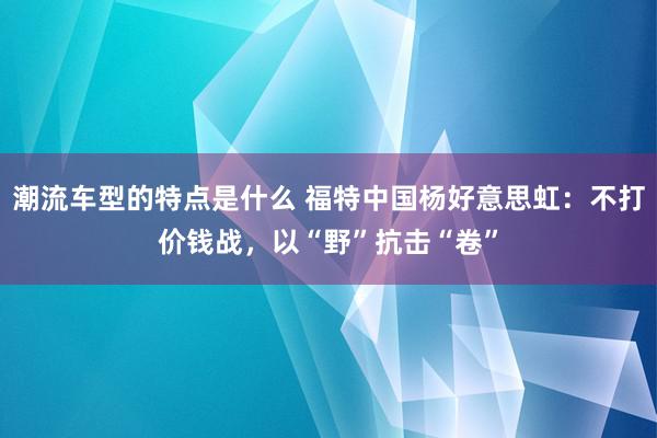 潮流车型的特点是什么 福特中国杨好意思虹：不打价钱战，以“野”抗击“卷”