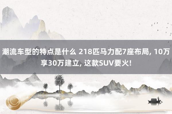 潮流车型的特点是什么 218匹马力配7座布局, 10万享30万建立, 这款SUV要火!