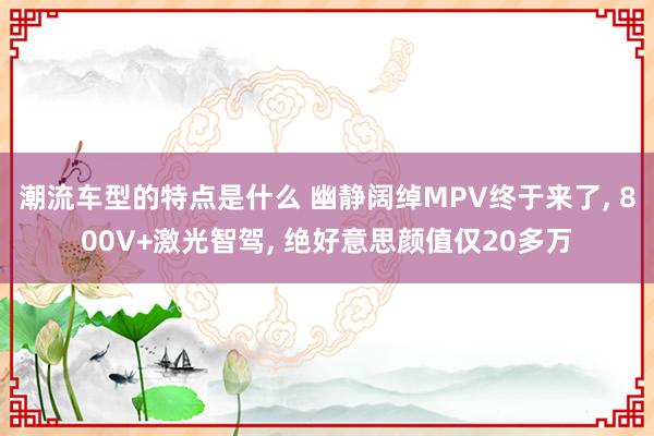 潮流车型的特点是什么 幽静阔绰MPV终于来了, 800V+激光智驾, 绝好意思颜值仅20多万