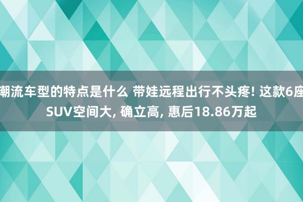 潮流车型的特点是什么 带娃远程出行不头疼! 这款6座SUV空间大, 确立高, 惠后18.86万起