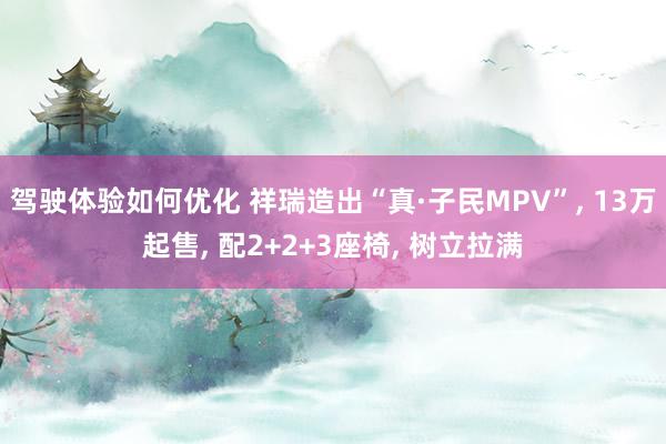 驾驶体验如何优化 祥瑞造出“真·子民MPV”, 13万起售, 配2+2+3座椅, 树立拉满