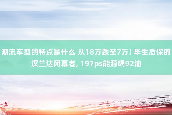 潮流车型的特点是什么 从18万跌至7万! 毕生质保的汉兰达闭幕者, 197ps能源喝92油