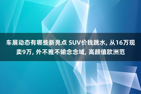 车展动态有哪些新亮点 SUV价钱跳水, 从16万现卖9万, 外不雅不输念念域, 高颜值欧洲范