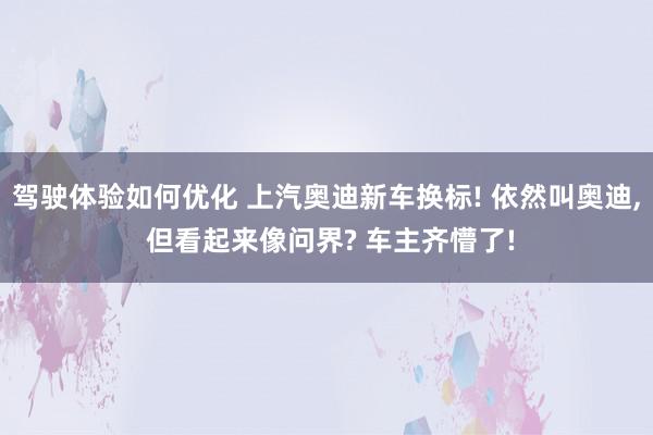 驾驶体验如何优化 上汽奥迪新车换标! 依然叫奥迪, 但看起来像问界? 车主齐懵了!