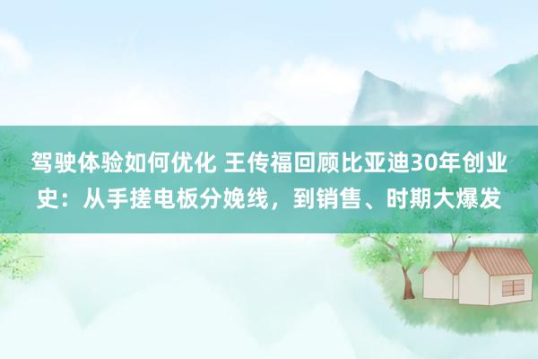 驾驶体验如何优化 王传福回顾比亚迪30年创业史：从手搓电板分娩线，到销售、时期大爆发