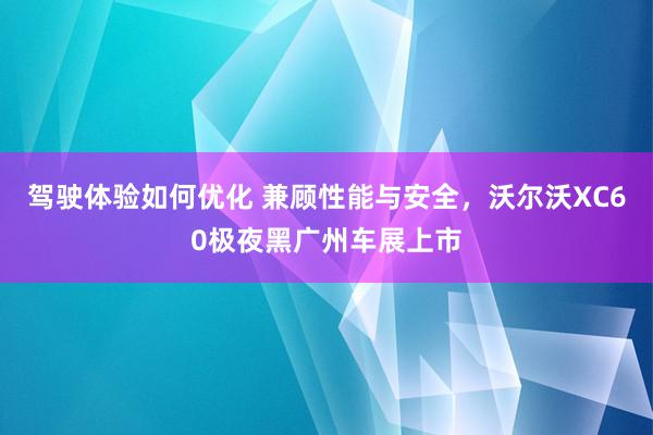 驾驶体验如何优化 兼顾性能与安全，沃尔沃XC60极夜黑广州车展上市