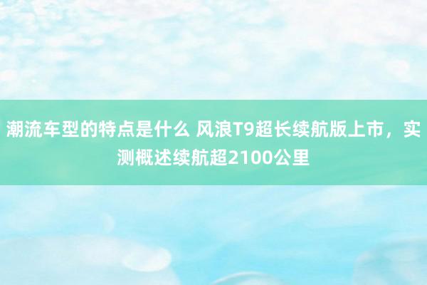 潮流车型的特点是什么 风浪T9超长续航版上市，实测概述续航超2100公里