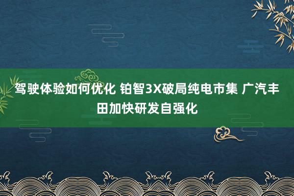 驾驶体验如何优化 铂智3X破局纯电市集 广汽丰田加快研发自强化