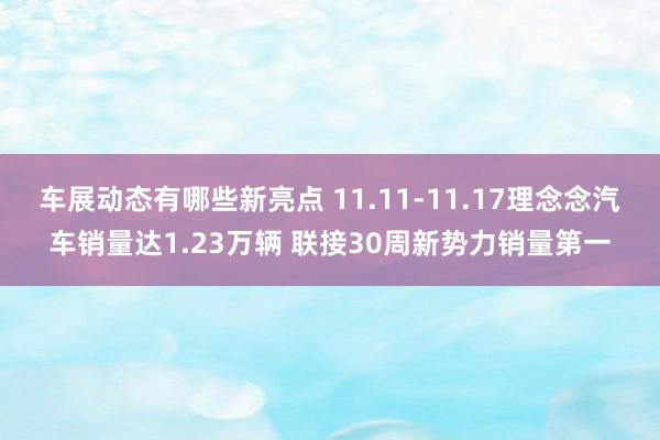 车展动态有哪些新亮点 11.11-11.17理念念汽车销量达1.23万辆 联接30周新势力销量第一