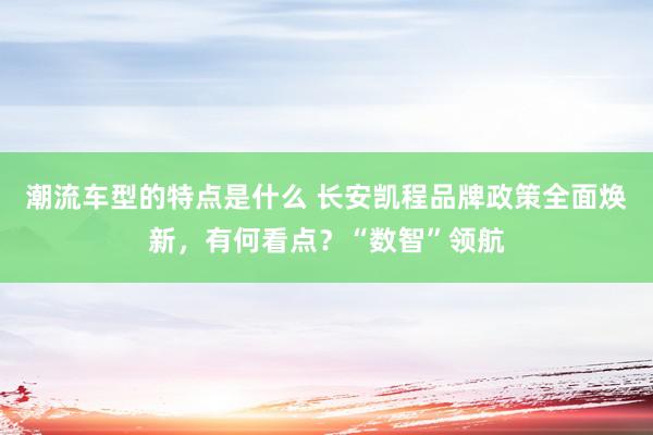 潮流车型的特点是什么 长安凯程品牌政策全面焕新，有何看点？“数智”领航