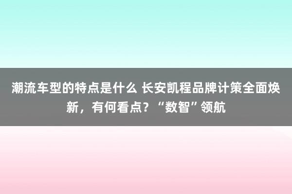 潮流车型的特点是什么 长安凯程品牌计策全面焕新，有何看点？“数智”领航