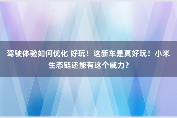 驾驶体验如何优化 好玩！这新车是真好玩！小米生态链还能有这个威力？